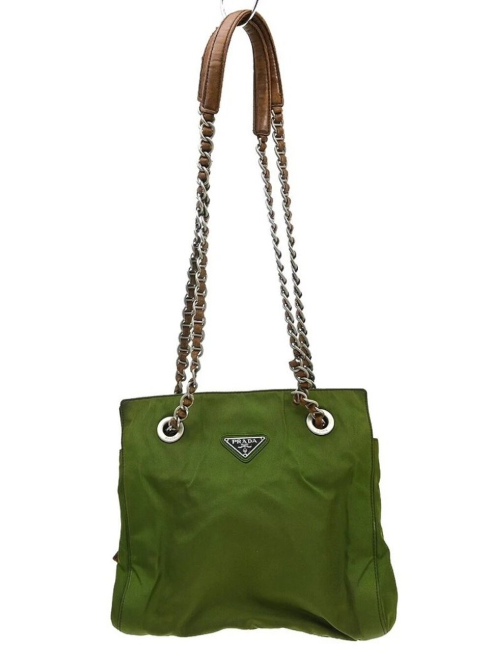Prada Khaki Nylon Tote Shoulder Bag